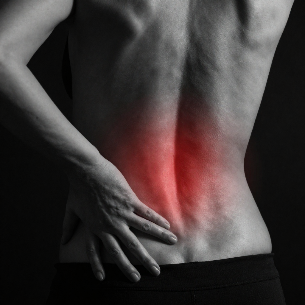 Persona sosteniendo su zona lumbar por dolor